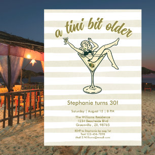 Kvinna Lite Äldre Martini Retro 30-årsdag Inbjudningar