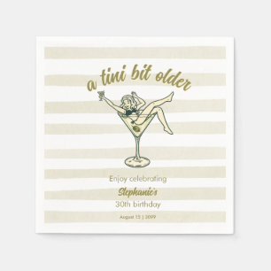 Kvinna Lite Äldre Martini Retro 30-årsdag Pappersservett