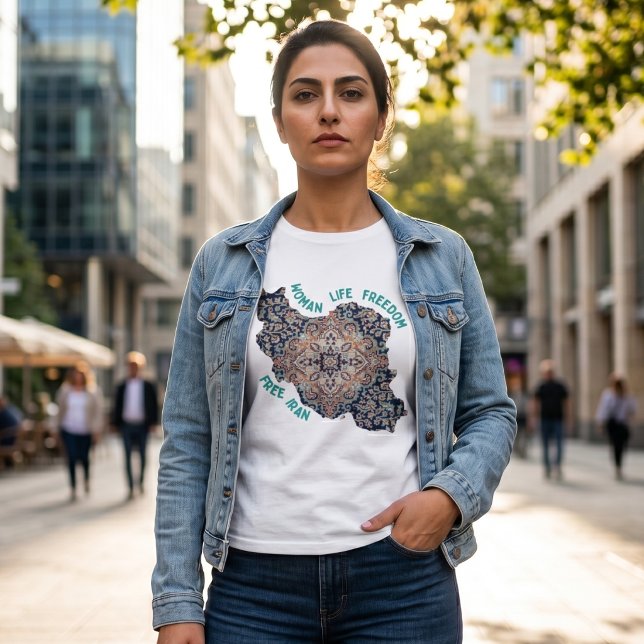 Kvinna Liv Frihet | Persisk Matta Grön T Shirt (Woman Life Freedom | Persian Rug Green T-Shirt)