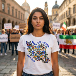 Kvinna Liv Frihet | Persiska Plattor Blå T Shirt