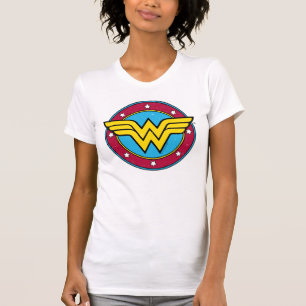 kvinna Logotyp för cirkel- och stjärnor T Shirt