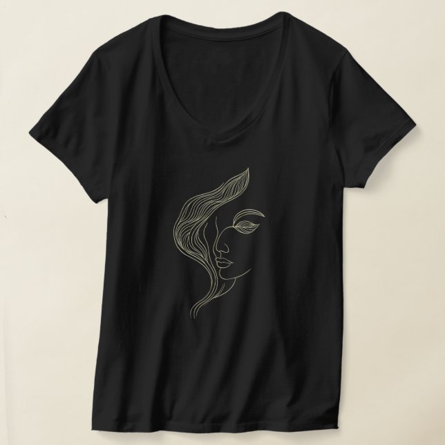 Kvinna Löv Elegant Linjekonst Profil T Shirt (Laydown)