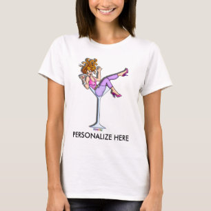 Kvinna Lt. Utslagsplatser - flicka i ett Martini T Shirt