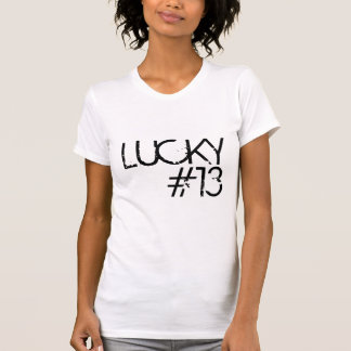 Kvinna lycklig #13 utslagsplats för vit för lag t-shirt