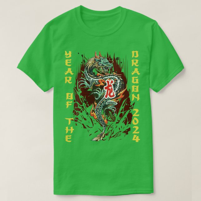 Kvinna Lycklig Kinesiskt nyår 2024 T Shirt (Design framsida)