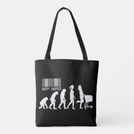 Kvinna Lycklig Shoppare Evolution parodi Tygkasse