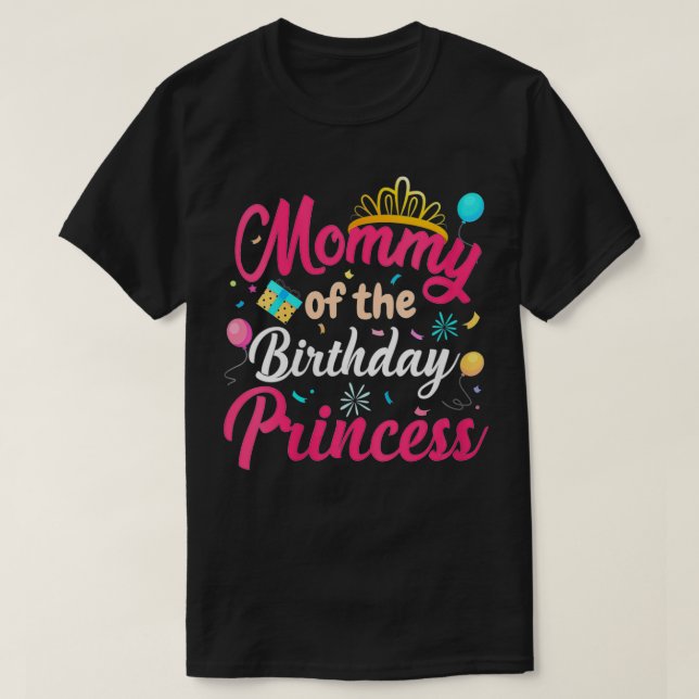 Kvinna Mamma av födelsedagen prinsessan Cute Mamma T Shirt (Design framsida)