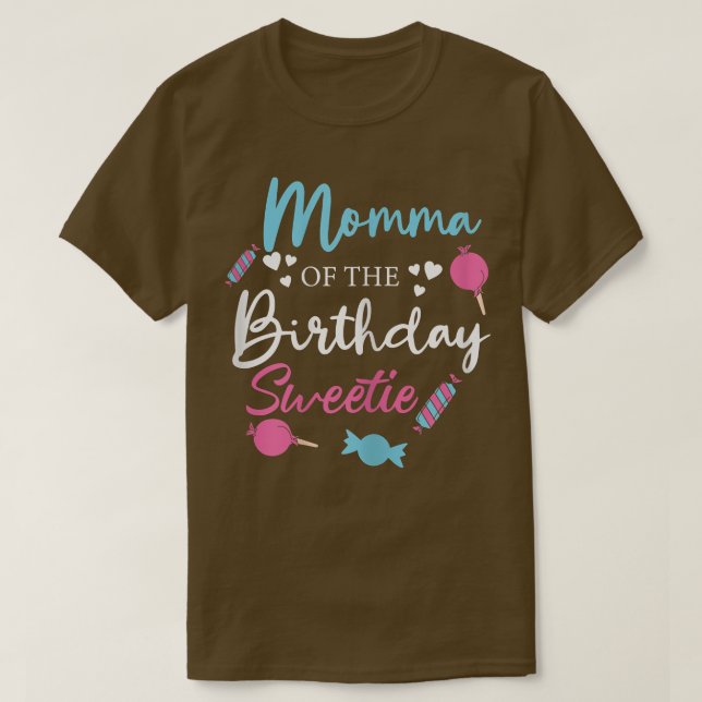 Kvinna mamma från födelsedagsknappen Candy Boy Gir T Shirt (Design framsida)