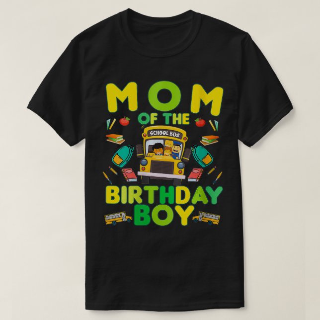 Kvinna Mamma i födelsedagskorgsskolan buss VNeck T Shirt (Design framsida)