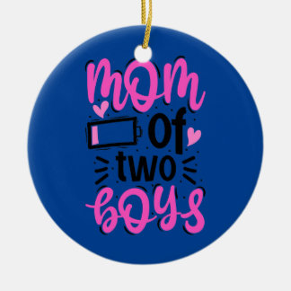 Kvinna Mamma i två boys Mor i två Mamma av två Julgransprydnad Keramik