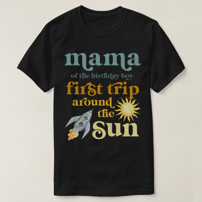 Kvinna Mamma Rymden 1:a födelsedag första Resa Ar T Shirt (Design framsida)