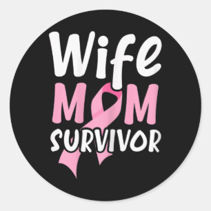 Kvinna Mamma Survivor Proud Supporter Breast Ca Runt Klistermärke
