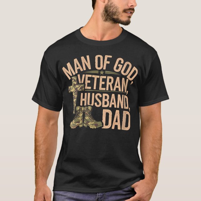 Kvinna man från Gud veteran Make Pappa Christian J T Shirt (Framsida)