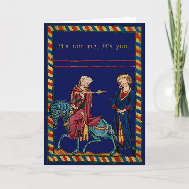 Kvinna, Man, Spjut: Anpassningsbar Helgkort (Framsida)