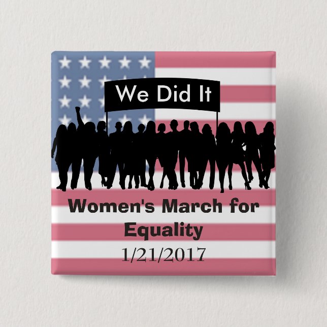 Kvinna mars för jämställdhetprotestmagnet knapp (Framsida)