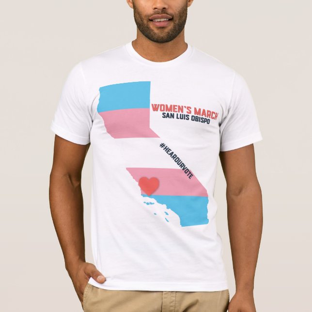 Kvinna mars SLO - Transgenderprideflagga Tee (Framsida)