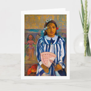 Kvinna med A Fläkt, Gauguin Kort