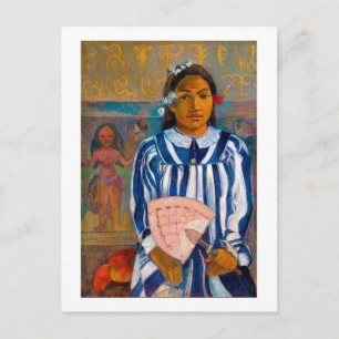 Kvinna med A Fläkt, Gauguin Vykort