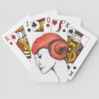 Kvinna med apelsinfärgat mandarin hår - Pop Art Casinokort