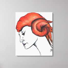 Kvinna med apelsinorange hår porträtt Pop Art Canvastryck