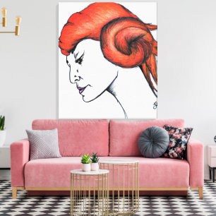 Kvinna med apelsinorange hår porträtt Pop Art Canvastryck