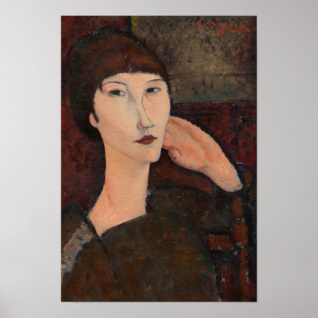 Kvinna med Bangs hår av Amedeo Modigliani Poster (Framsidan)