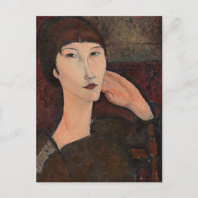 Kvinna med Bangs hår av Amedeo Modigliani Vykort (Framsida)