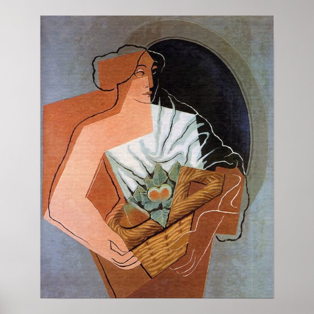 Kvinna med Basket, av Juan Gris Poster (Framsidan)