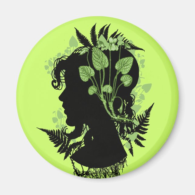 Kvinna med blad och klängväxter magnet (Framsidan)