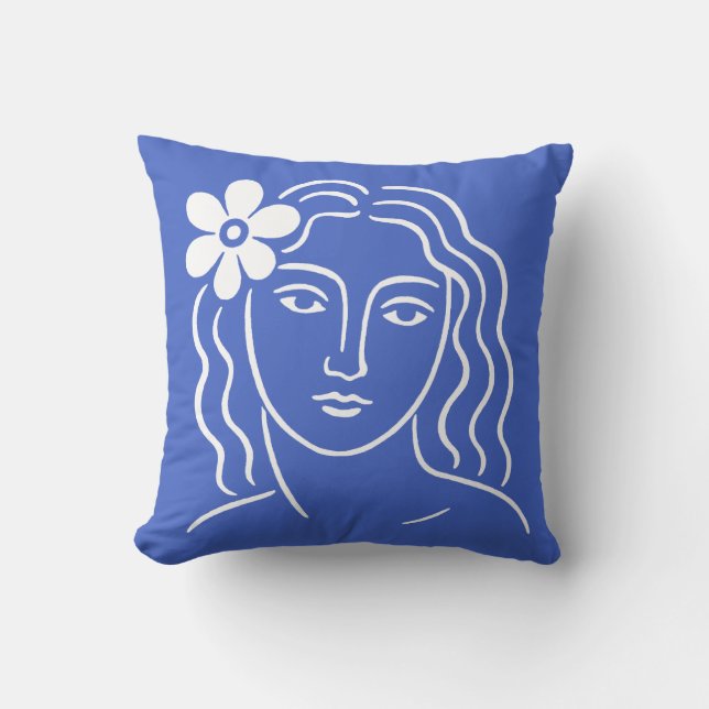 Kvinna med blomma i håret kudde (Framsida)