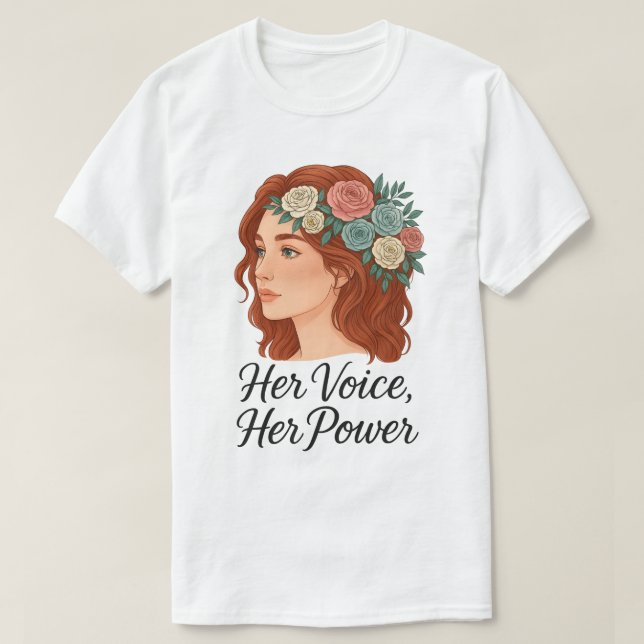 Kvinna med Blommigt, kvinnlig egenmakt T Shirt (Design framsida)