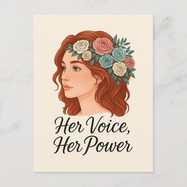 Kvinna med Blommigt, kvinnlig egenmakt Vykort (Framsida)