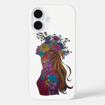 Kvinna med blommor blommig konst Telefonfodral