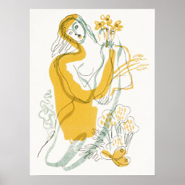 Kvinna med blommor poster