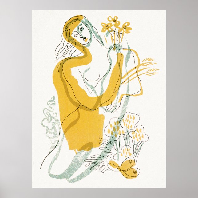 Kvinna med blommor poster (Framsidan)