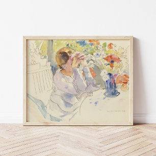 Kvinna med blomsterBouquet   Philipp Franck Poster