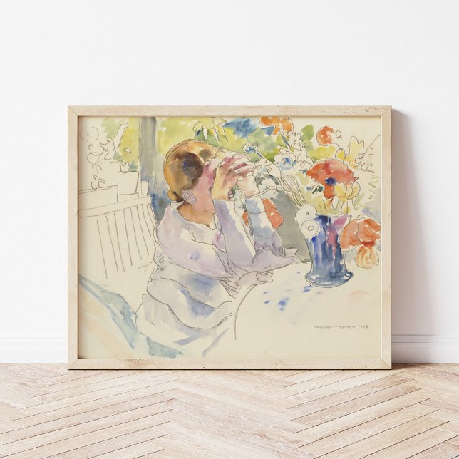 Kvinna med blomsterBouquet | Philipp Franck Poster (Skapare uppladdad)