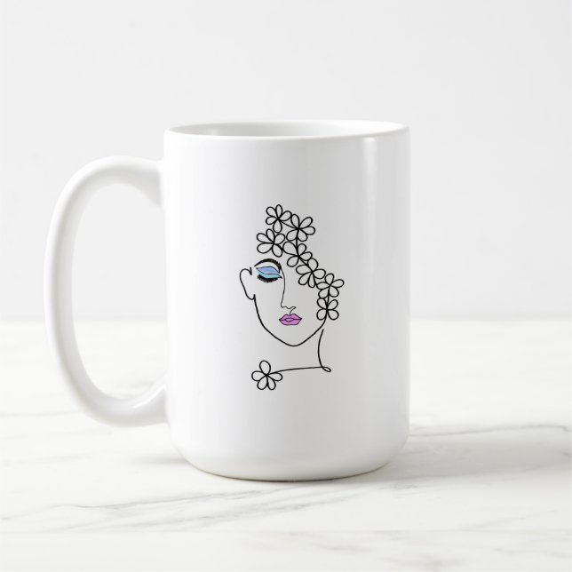 Kvinna med blomsterkonst kaffemugg (Vänster)