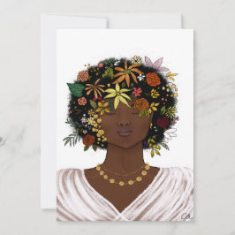 Kvinna med blomstrande Afro Julkort