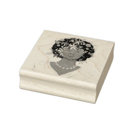 Kvinna med blomstrande Afro Stämpel