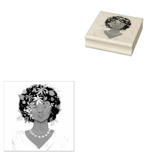 Kvinna med blomstrande Afro Stämpel