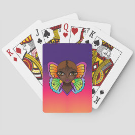 Kvinna med Butterfly Vingar Bright och färgstark Casinokort