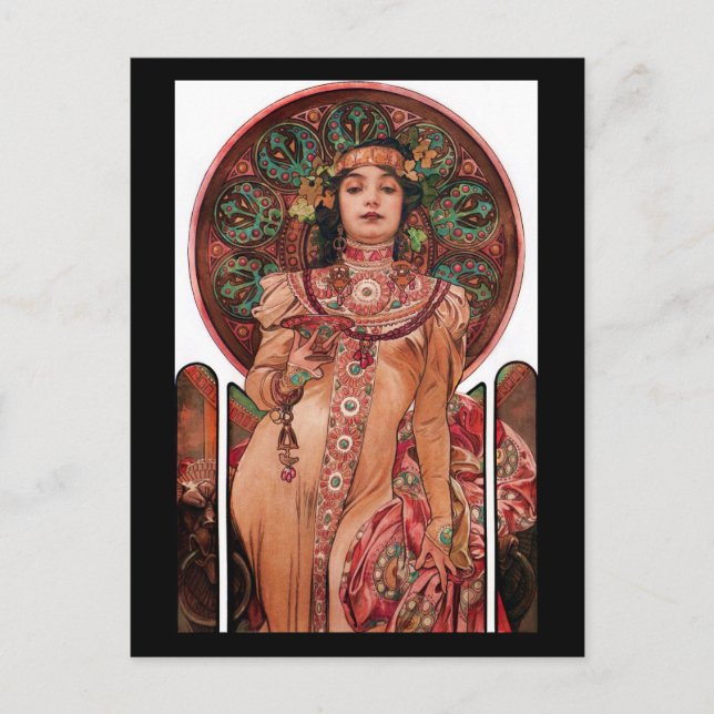 Kvinna med champagneglas vykort (Framsida)