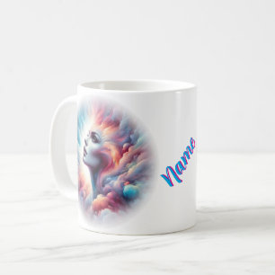 Kvinna med Cosmic Aura Hair Kaffemugg