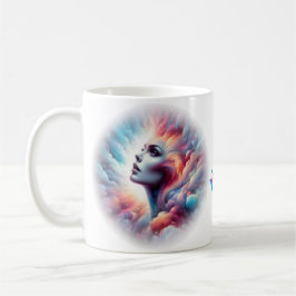 Kvinna med Cosmic Aura Hair Kaffemugg