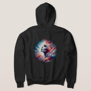 Kvinna med Cosmic Aura Hair T Shirt