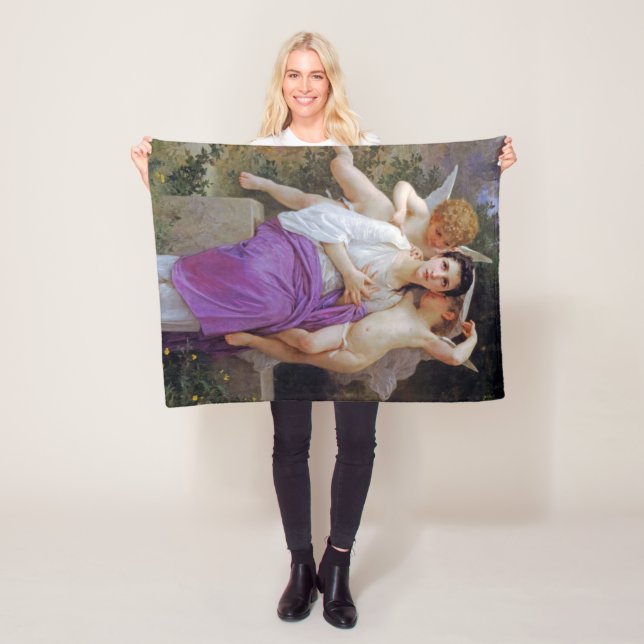 Kvinna med Cupid, Bouguereau Fleecefilt (På plats)
