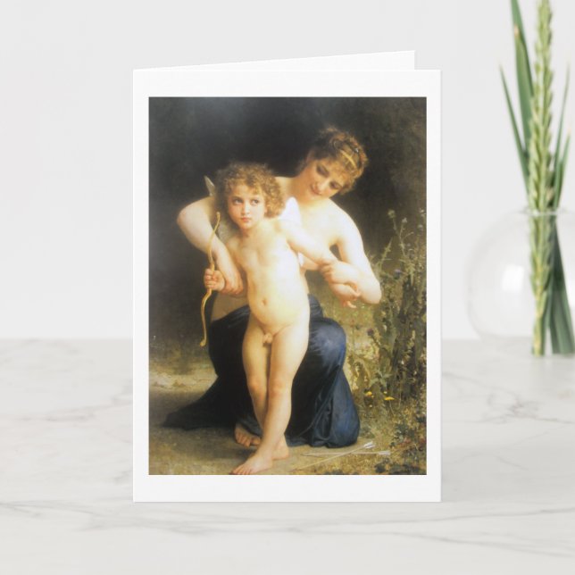 Kvinna med Cupid, Bouguereau Kort (Framsida)