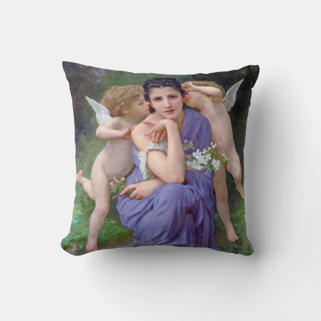 Kvinna med Cupid, Bouguereau Kudde (Framsida)