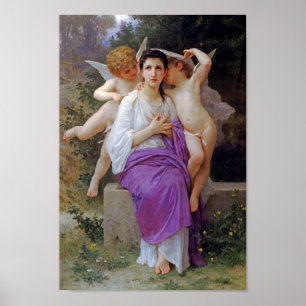 Kvinna med Cupid, Bouguereau Poster